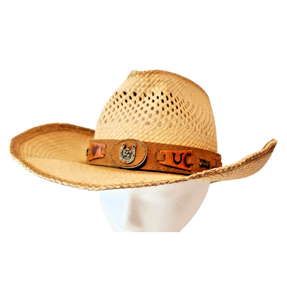 BULLHIDE "Lucky Strike" Panama Straw Raffia Cowboy Hat Shapeable Rhinestones XL - Picture 1 of 13